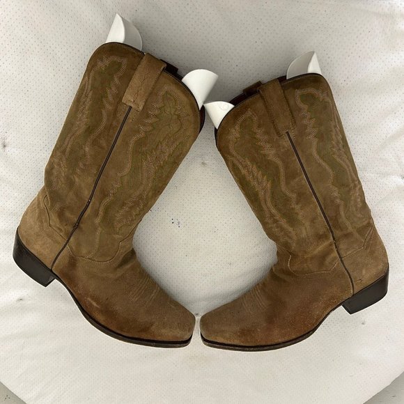 Dan Post Men's Western Cowboy Boots Tan Suede Leather Mid-Calf Size 11 EW DP381 - Picture 6 of 10